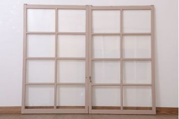 昭和レトロなアンティークガラス戸2枚セット(引き戸・窓)