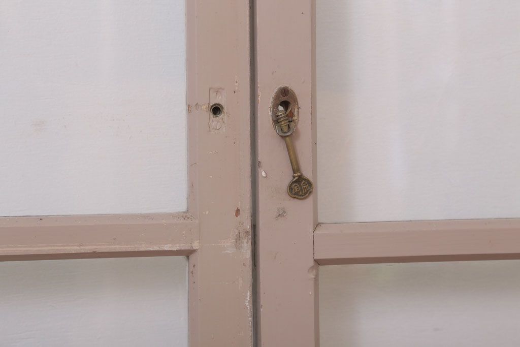 昭和レトロなアンティークガラス戸2枚セット(引き戸・窓)