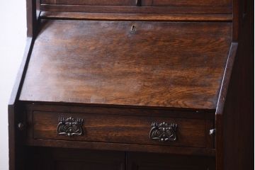 アンティーク雑貨　イギリスアンティーク　上質なオーク材製のビューローブックケース(2)