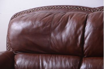 中古　イタリア製　本革　トリプルソファ(3人掛けソファ)