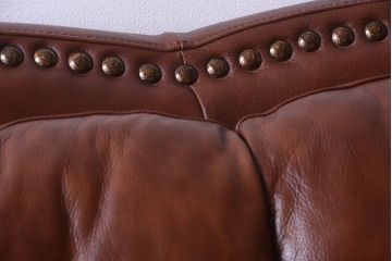 中古　イタリア製　本革　トリプルソファ(3人掛けソファ)