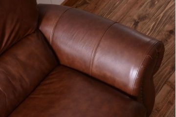 中古　イタリア製　本革　トリプルソファ(3人掛けソファ)