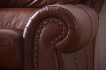 中古　イタリア製　本革　トリプルソファ(3人掛けソファ)