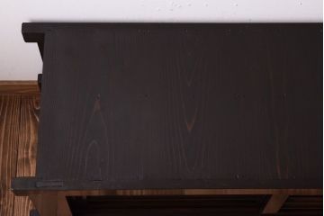 アンティーク家具　和モダンスタイル　脚付き!古い木のアンティーク四尺水屋箪笥ローボード(テレビ台、キャビネット、収納棚)