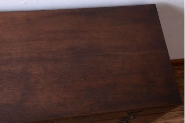 アンティーク家具　ネームプレート取っ手!三方ナラ材のアンティークチェスト(小引き出し)