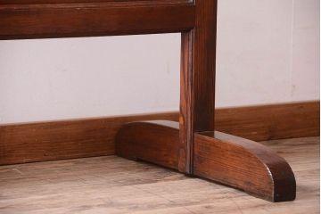 古い木製　葉ガラス入り　和製アンティークの衝立