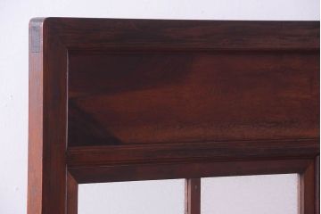 古い木製　葉ガラス入り　和製アンティークの衝立