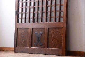 古民具・骨董　すりガラス入り　上質な和製アンティーク格子蔵戸(玄関戸)