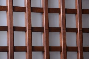 古民具・骨董　すりガラス入り　上質な和製アンティーク格子蔵戸(玄関戸)