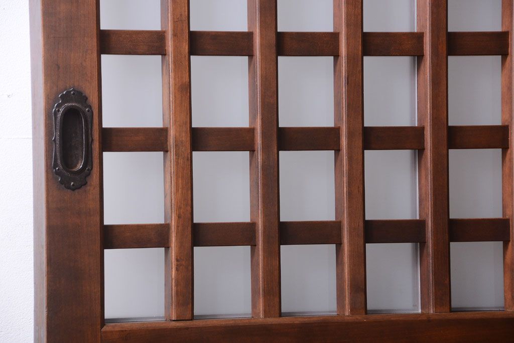 古民具・骨董　すりガラス入り　上質な和製アンティーク格子蔵戸(玄関戸)