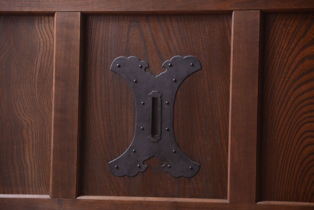 古民具・骨董　すりガラス入り　上質な和製アンティーク格子蔵戸(玄関戸)