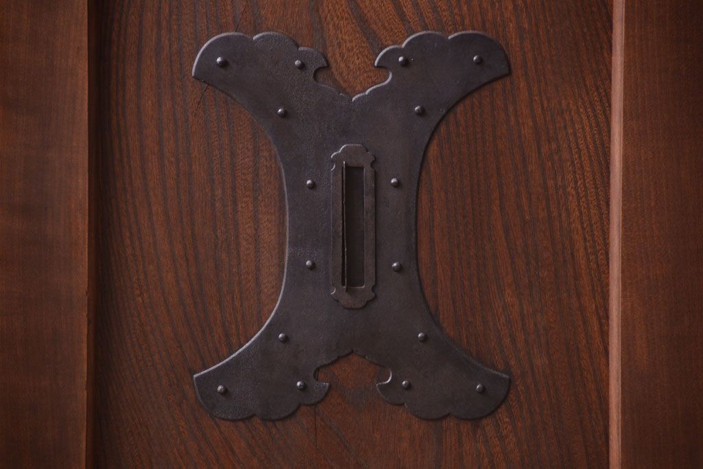 古民具・骨董　すりガラス入り　上質な和製アンティーク格子蔵戸(玄関戸)