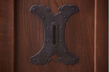 古民具・骨董　すりガラス入り　上質な和製アンティーク格子蔵戸(玄関戸)