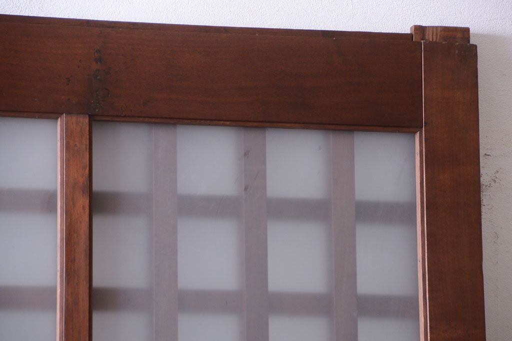 古民具・骨董　すりガラス入り　上質な和製アンティーク格子蔵戸(玄関戸)