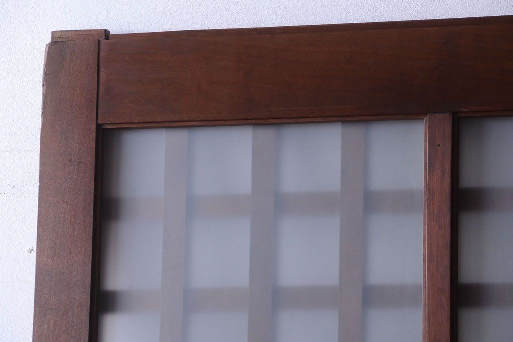 古民具・骨董　すりガラス入り　上質な和製アンティーク格子蔵戸(玄関戸)