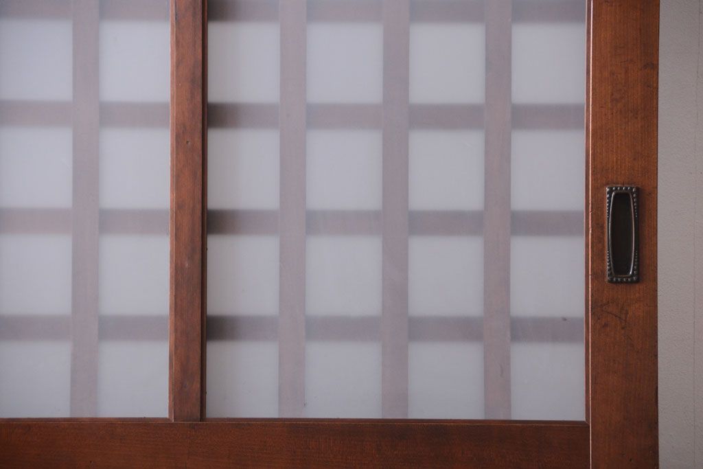 古民具・骨董　すりガラス入り　上質な和製アンティーク格子蔵戸(玄関戸)