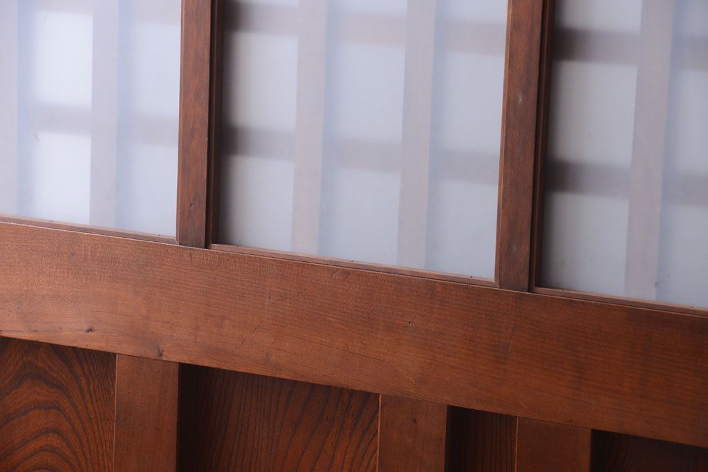 古民具・骨董　すりガラス入り　上質な和製アンティーク格子蔵戸(玄関戸)