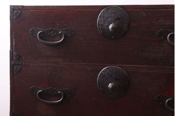 アンティーク家具　古民具・骨董　古い木の重ね衣装箪笥(時代箪笥)