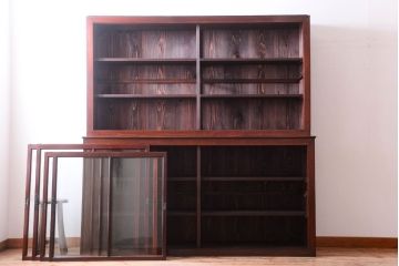 アンティーク家具　和製アンティーク　2枚引き戸!2段重ね収納棚(食器棚・キャビネット)