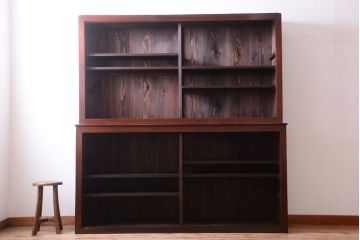 アンティーク家具　和製アンティーク　2枚引き戸!2段重ね収納棚(食器棚・キャビネット)