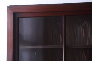 アンティーク家具　和製アンティーク　2枚引き戸!2段重ね収納棚(食器棚・キャビネット)