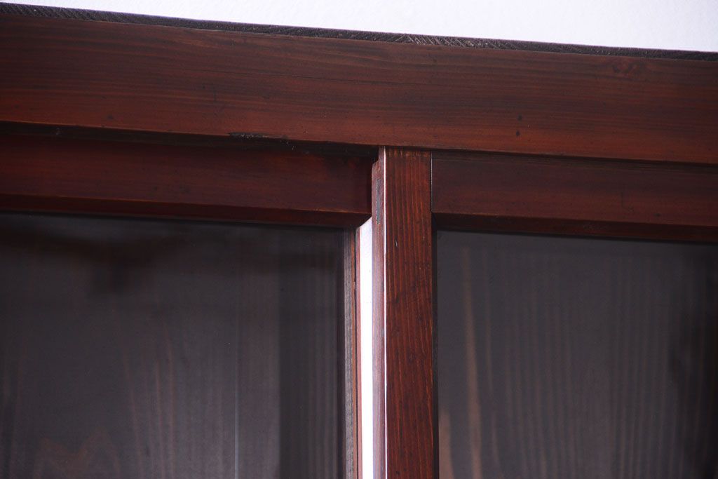 アンティーク家具　和製アンティーク　2枚引き戸!2段重ね収納棚(食器棚・キャビネット)