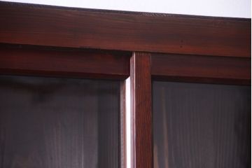 アンティーク家具　和製アンティーク　2枚引き戸!2段重ね収納棚(食器棚・キャビネット)