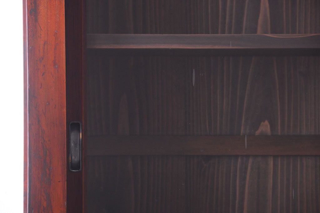 アンティーク家具　和製アンティーク　2枚引き戸!2段重ね収納棚(食器棚・キャビネット)