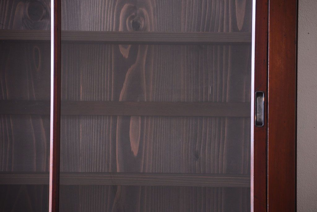 アンティーク家具　和製アンティーク　2枚引き戸!2段重ね収納棚(食器棚・キャビネット)