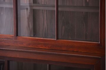 アンティーク家具　和製アンティーク　2枚引き戸!2段重ね収納棚(食器棚・キャビネット)