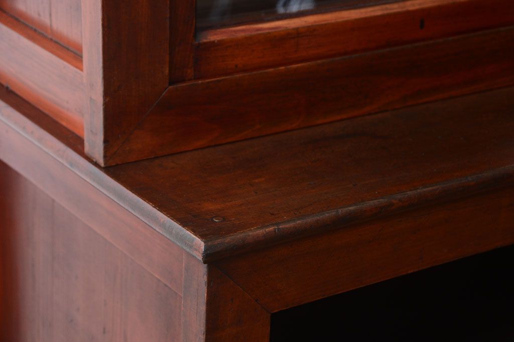 アンティーク家具　和製アンティーク　2枚引き戸!2段重ね収納棚(食器棚・キャビネット)