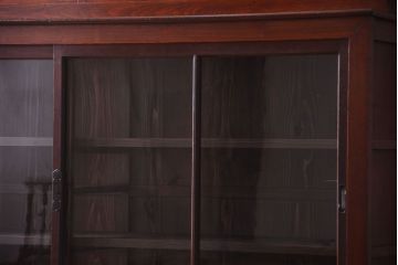 アンティーク家具　和製アンティーク　2枚引き戸!2段重ね収納棚(食器棚・キャビネット)