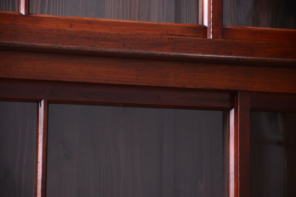 アンティーク家具　和製アンティーク　2枚引き戸!2段重ね収納棚(食器棚・キャビネット)