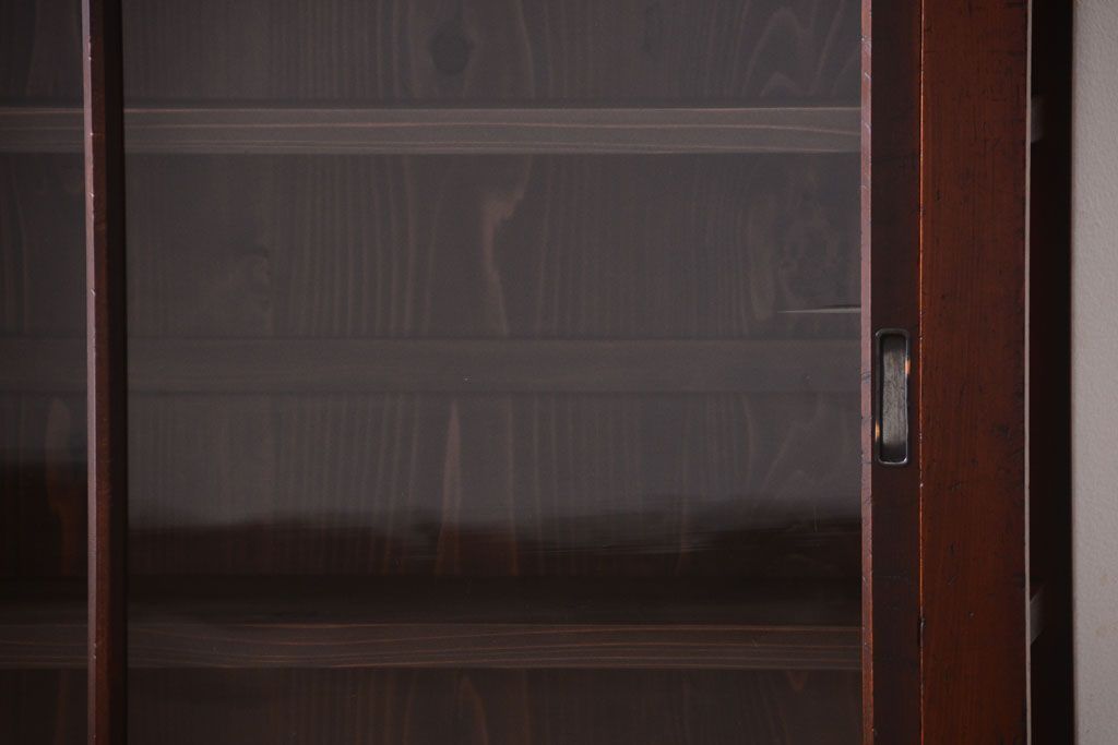 アンティーク家具　和製アンティーク　2枚引き戸!2段重ね収納棚(食器棚・キャビネット)