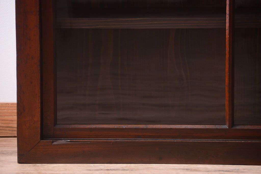 アンティーク家具　和製アンティーク　2枚引き戸!2段重ね収納棚(食器棚・キャビネット)