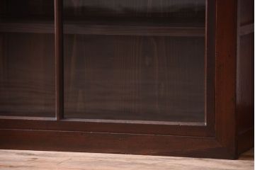 アンティーク家具　和製アンティーク　2枚引き戸!2段重ね収納棚(食器棚・キャビネット)