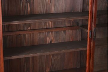 アンティーク家具　和製アンティーク　2枚引き戸!2段重ね収納棚(食器棚・キャビネット)