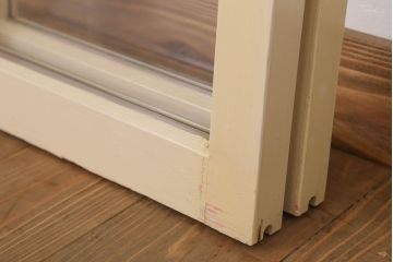 アンティークのペイント引き戸2枚セット(ガラス戸・窓)(1)