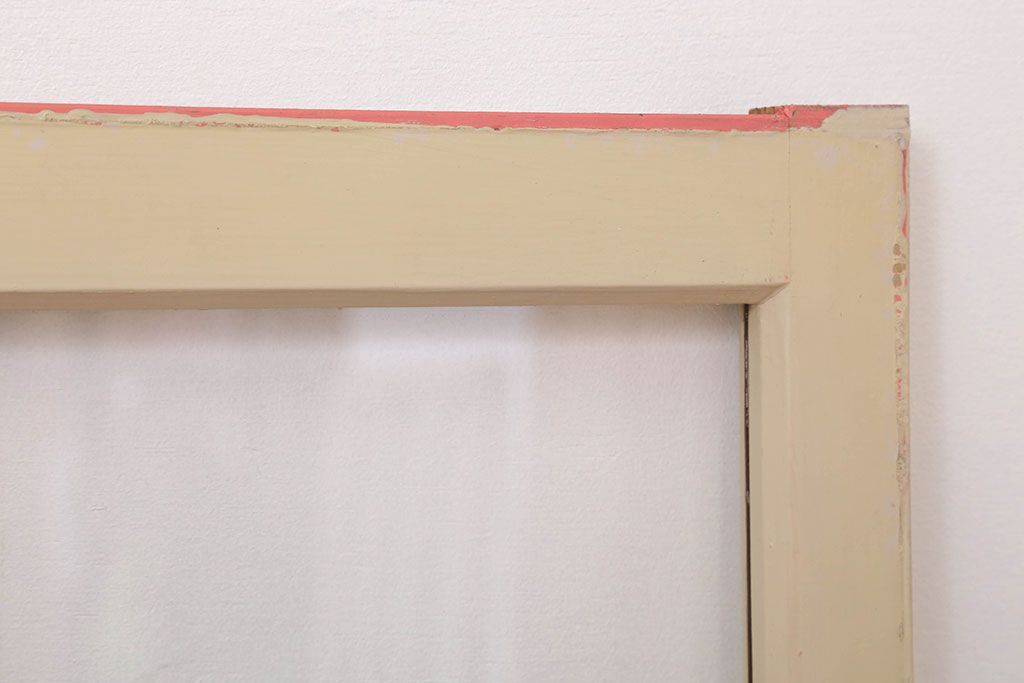 アンティークのペイント引き戸2枚セット(ガラス戸・窓)(2)