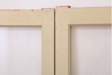 アンティークのペイント引き戸2枚セット(ガラス戸・窓)(2)