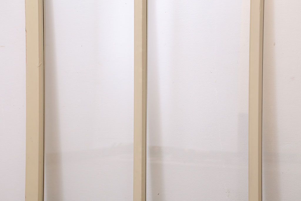 アンティークのペイント引き戸2枚セット(ガラス戸・窓)(2)