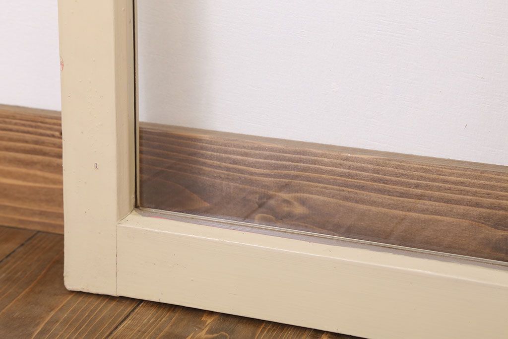 アンティークのペイント引き戸2枚セット(ガラス戸・窓)(2)
