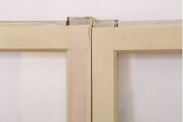 アンティークのペイント引き戸2枚セット(ガラス戸・窓)(2)