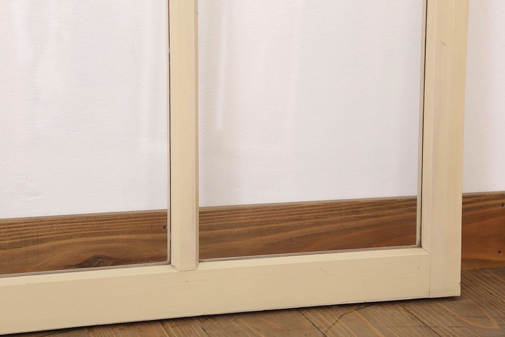 アンティークのペイント引き戸2枚セット(ガラス戸・窓)(2)