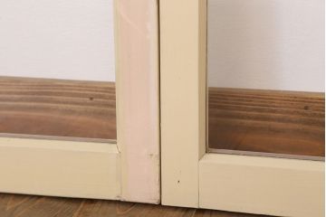 アンティークのペイント引き戸2枚セット(ガラス戸・窓)(2)