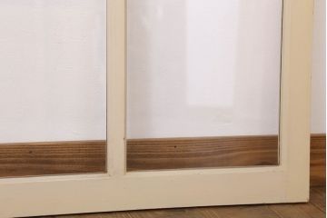 アンティークのペイント引き戸2枚セット(ガラス戸・窓)(3)