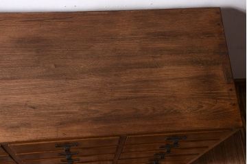 アンティーク家具　ネームプレート取っ手!三方ナラ材のアンティークチェスト(小引き出し)(2)