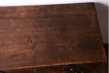 アンティーク家具　前面桐材!古い木の味わい深いアンティーク帳場箪笥(桐箪笥、桐たんす)