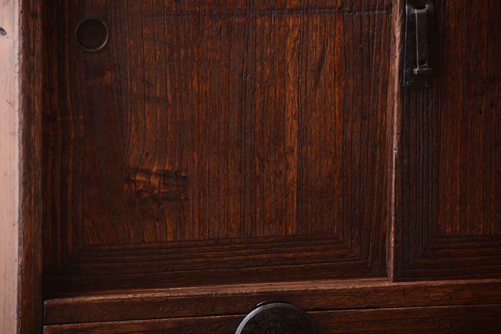 アンティーク家具　前面桐材!古い木の味わい深いアンティーク帳場箪笥(桐箪笥、桐たんす)