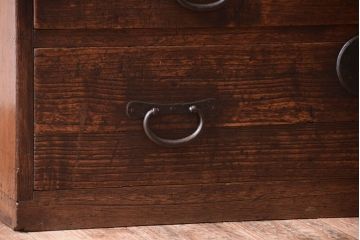 アンティーク家具　前面桐材!古い木の味わい深いアンティーク帳場箪笥(桐箪笥、桐たんす)